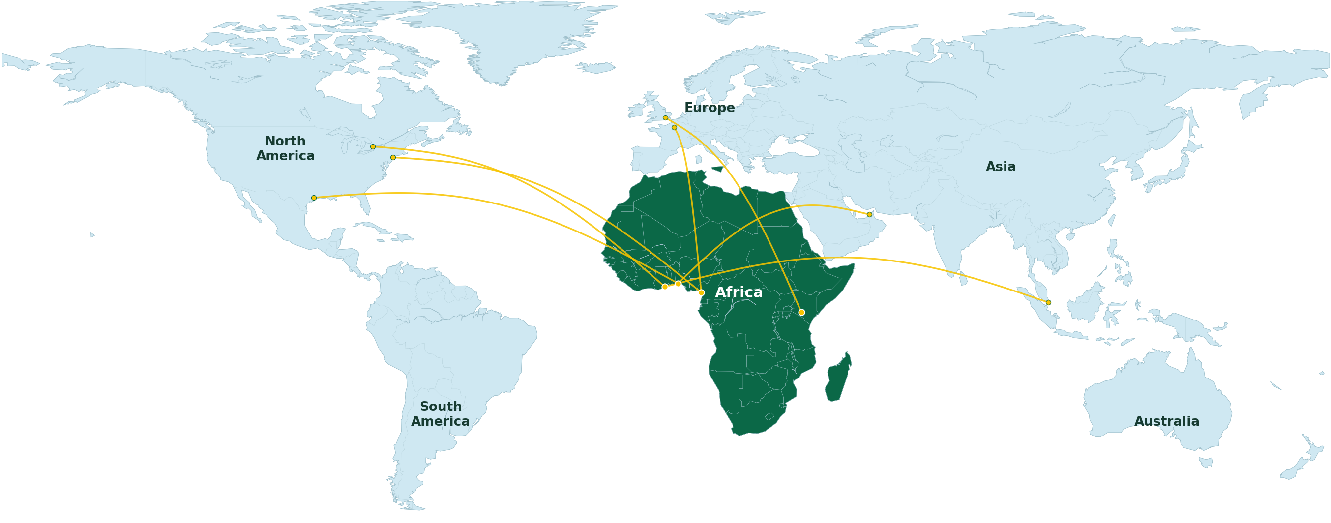Worldwide routes to Africa